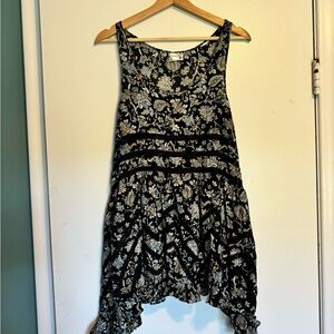 Free People Intimately Black Paisley Smocked Trapeze Slip Dress